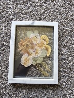 Pressed Flower Wall Art in Cream and Yellow - Unbranded